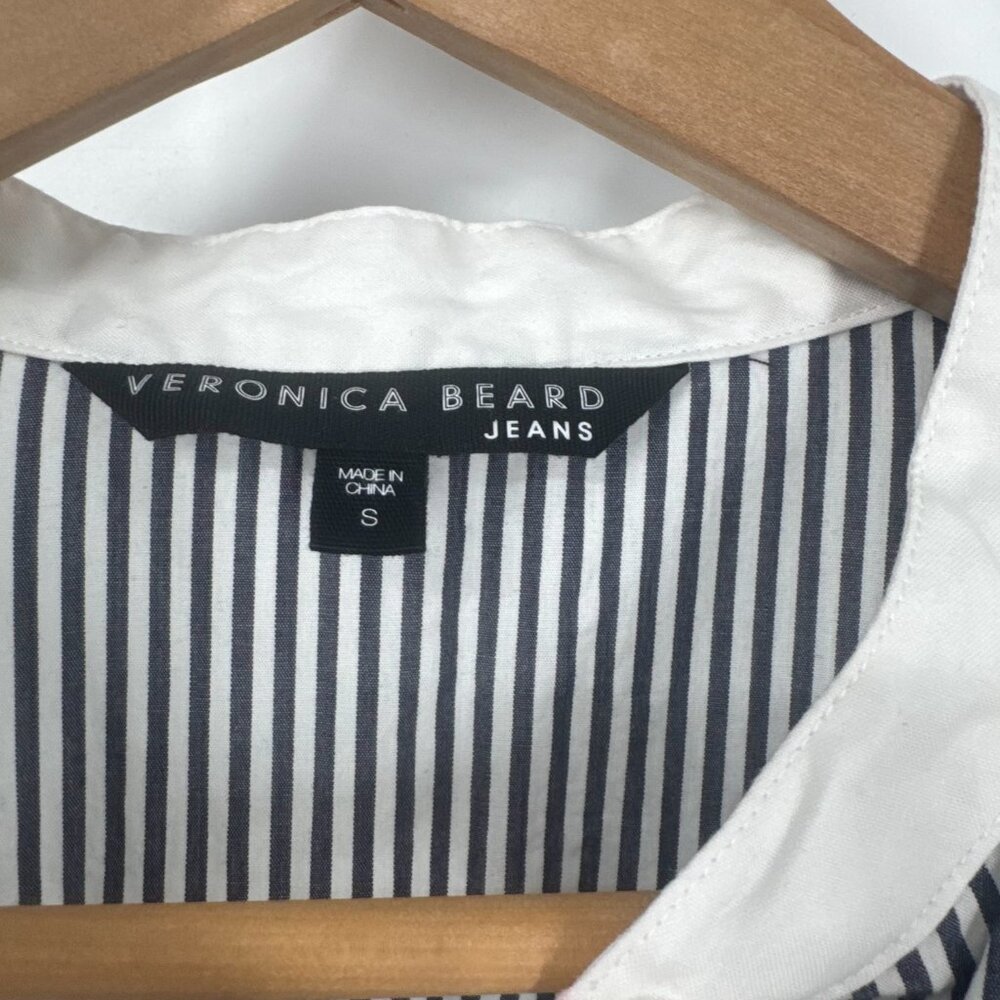 Veronica Beard Everett Gray Striped Ruched Long Sleeve Dress Size S - Picture 7 of 14